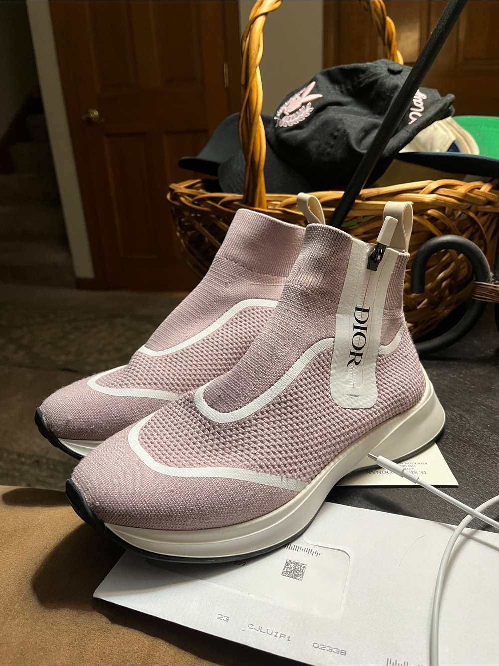 Dior Lilac Knit Sock Sneakers with White Trim
